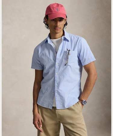 RL プレップスター クラシック フィット シアサッカー シャツ