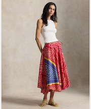 プリント コットン ラップ スカート