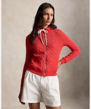 ケーブルニット コットン フルジップ フーディ