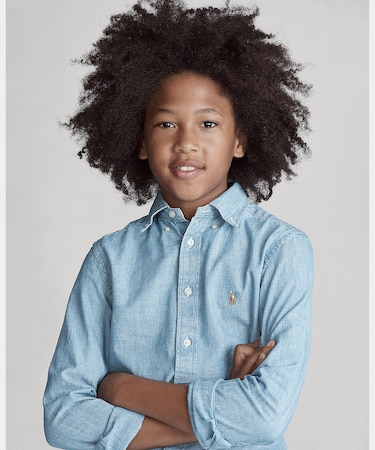 (ボーイズ 8才～20才)コットン シャンブレー シャツ
