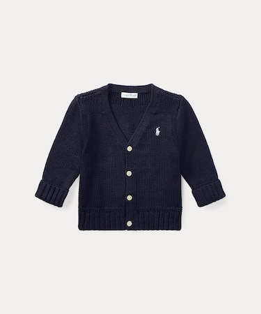 (ベビー)コットン Vネック カーディガン