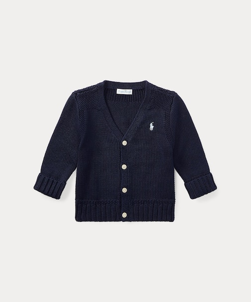 (ベビー)コットン Vネック カーディガン
