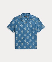 (ボーイズ 8才～20才)アンカープリント コットン オックスフォード シャツ