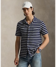 ストライプド ポインテールリブ キャンプ シャツ