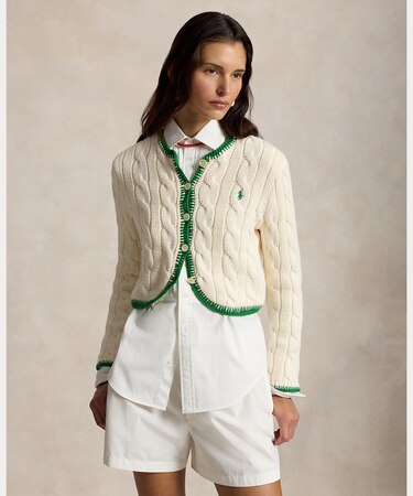 ケーブルニット クロップド カーディガン