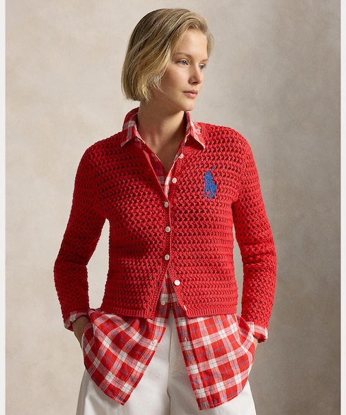 Big Pony クロシェイド コットン カーディガン