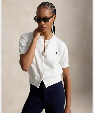 コットンブレンド ショートスリーブ カーディガン