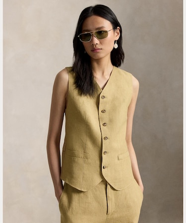 ボタンド デラヴェ リネン ベスト