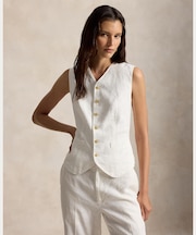 ボタンド リネン ベスト