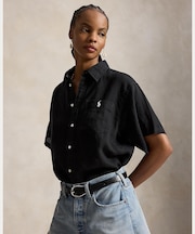 オーバーサイズ フィット リネン ショートスリーブ シャツ