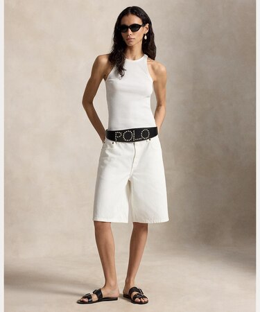 ロング デニム ショートパンツ