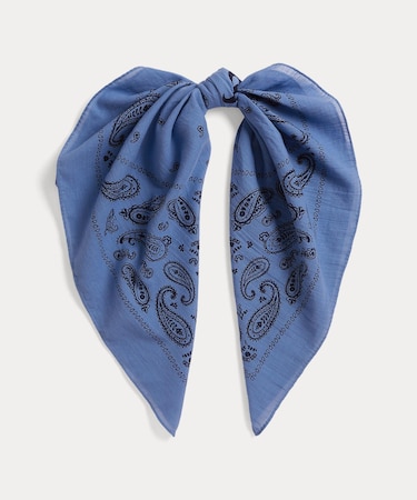 ロゴ ペイズリー コットン バンダナ