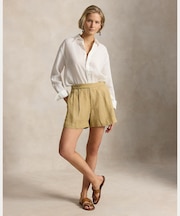 プリーテッド デラヴェ リネン ショートパンツ