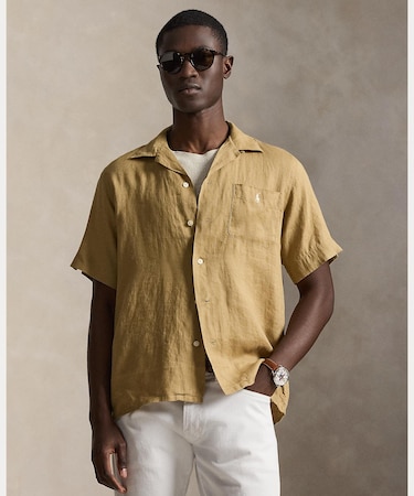 クラシック フィット リネン キャンプ シャツ