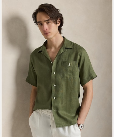 クラシック フィット リネン キャンプ シャツ