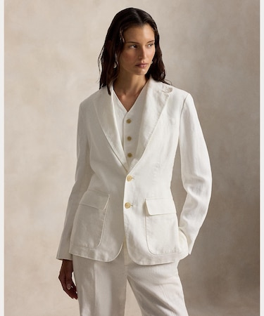 シングルブレステッド リネン ブレザー