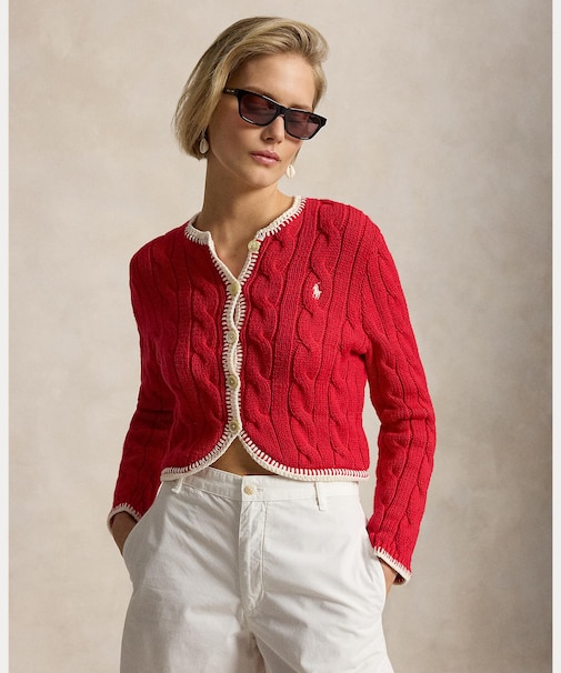 ケーブルニット クロップド カーディガン