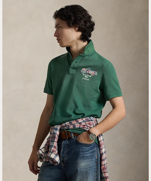 クラシック フィット トラックアップリケド ポロシャツ