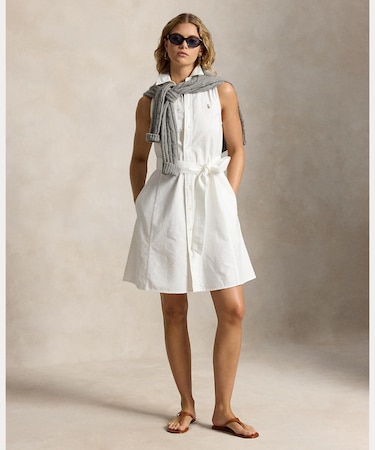 コットン オックスフォード スリーブレス シャツドレス