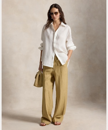 リネン ドローストリング パンツ