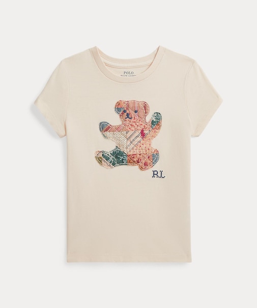 (ガールズ 2才～6才)パッチワーク Polo ベア コットン ジャージー Tシャツ