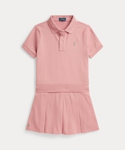 (ガールズ 7才～16才)ストレッチ メッシュ ボクシー ポロシャツ & スコート