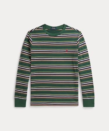 (ボーイズ 8才~20才)ストライプド コットン ロングスリーブ Tシャツ