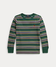 (ボーイズ 2才~7才)ストライプド コットン ロングスリーブ Tシャツ