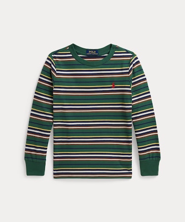 (ボーイズ 2才~7才)ストライプド コットン ロングスリーブ Tシャツ