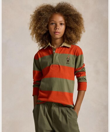 (ボーイズ 8才～20才)Polo ベア コットン ラグビー シャツ
