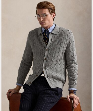 ケーブルニット コットン カーディガン