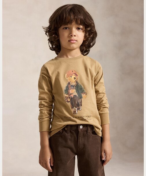 (ボーイズ 2才～7才)Polo ベア コットン ロングスリーブ Tシャツ