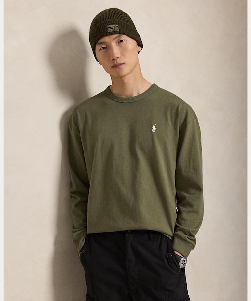 リラックス フィット ジャージー ロングスリーブ Tシャツ
