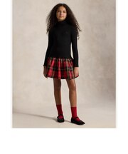 (ガールズ 7才~16才)チェックスカート タートルネック ドレス