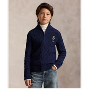 (ボーイズ 8才～20才)Polo ベア ケーブル コットン フルジップ セーター
