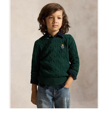 (ボーイズ 2才～7才)Polo ベア ケーブルニット コットン セーター