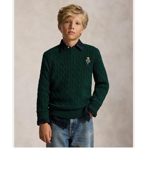 (ボーイズ 8才～20才)Polo ベア ケーブルニット コットン セーター