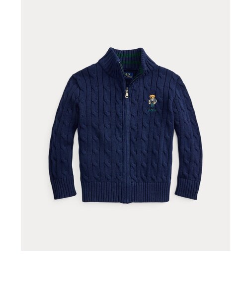 (ボーイズ 2才～7才)Polo ベア ケーブル コットン フルジップ セーター