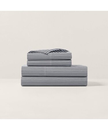 オーガニック コットン シャーティング ストライプ ボックスシーツ／ダブルサイズ