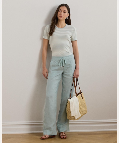 リネン ワイドレッグパンツ