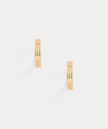ゴールドプレーテッド リブ フープ ピアス