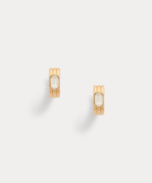 ゴールドプレーテッド ストーン リブ フープ ピアス