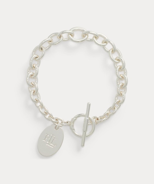 シルバープレーテッド ロゴ チャーム フレックス ブレスレット