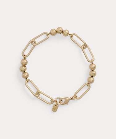 ゴールドプレーテッド ビーデッド リンク フレックス ブレスレット