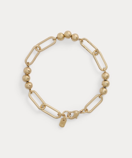 ゴールドプレーテッド ビーデッド リンク フレックス ブレスレット