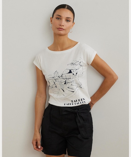 コットンブレンド ジャージー グラフィック Tシャツ