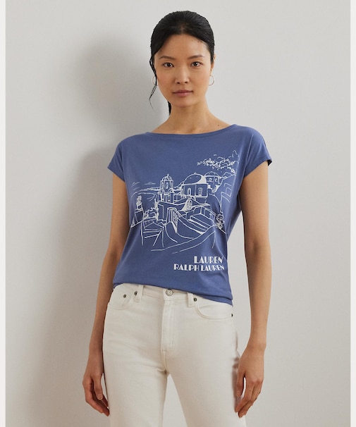 コットンブレンド ジャージー グラフィック Tシャツ
