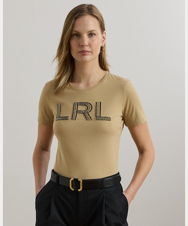 ビーデッドロゴ コットン ジャージー Tシャツ