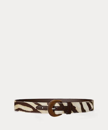 ゼブラプリント ウッドバックル ワイド ベルト