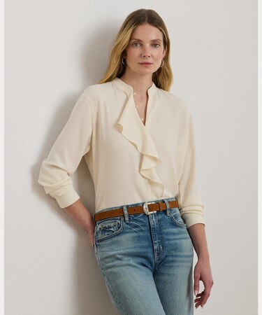 フリルトリムド ジョーゼット チュニック